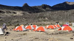 Ultra-luxury high-altitude campsite setup with heaters on Kilimanjaro